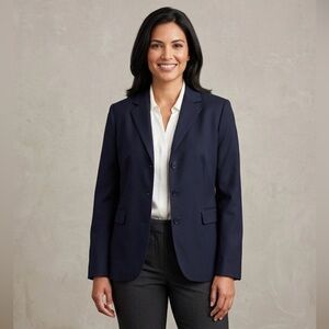 Brooks Brothers Women's Navy Blue Bottom Front Wool Blazer Long Sleeve Size 12